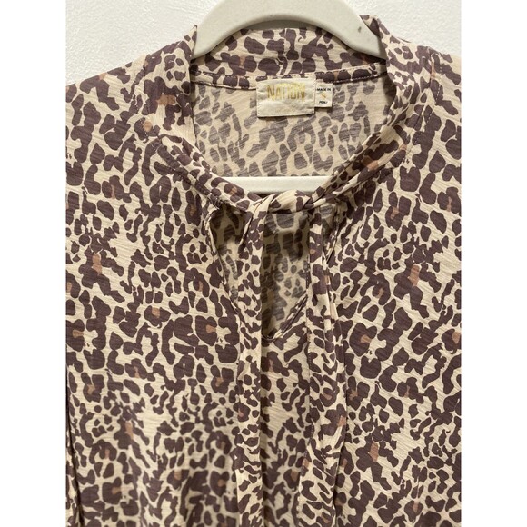 Nation LTD Evette Long Sleeve Shirt Antique Leopard Print Size Small - Picture 3 of 8